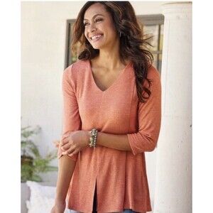 Soft Surroundings Ophelia Coral Orange Women's Tunic Top Plus Size 1X